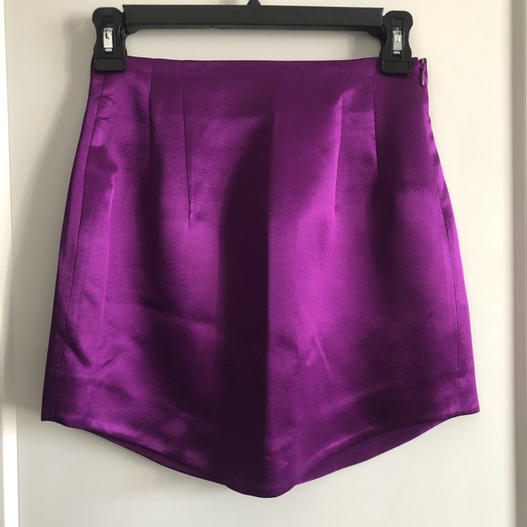 ZARA Purple Satin Effect Mini Skirt Small High Waisted Skirt NWT - Picture 11 of 13